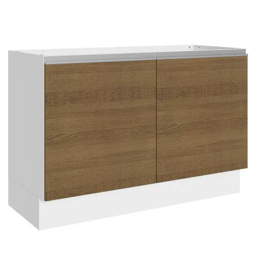 Balcão Gabinete de Pia Madesa Acordes 100% MDF 120 cm 2 Portas Branco/Rustic