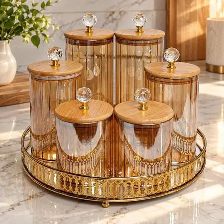 Pote de Vidro com Tampa de Bambu Hermético MODELOS DIVERSOS Porta Temperos Cozinha