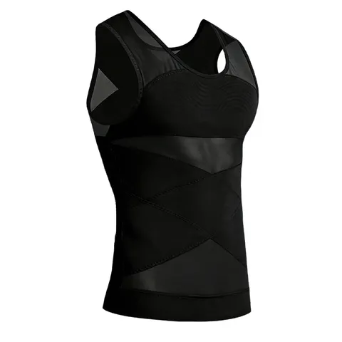 Camiseta de Compressão Masculina para Ocultar Ginecomastia, Camiseta Slim para o Verão