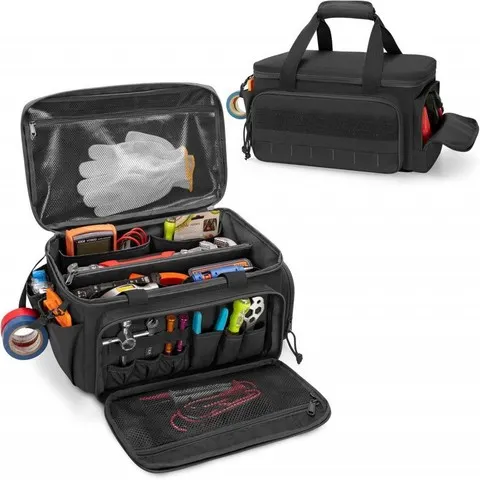Bolsa de ferramentas tática resistente de 14 ", base antiderrapante, organizador de trabalho multiuso para faz-tudo, carpinteiro, armazenamento de ferramentas portátil durável