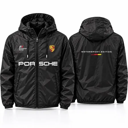 Jaqueta Corta Vento Masculina Impermeável com Capuz 100% Poliéster Leve Esportiva Motorsport Racing
