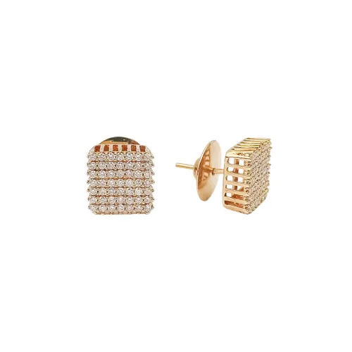 Brinco Quadrado com 98 Diamantes em Ouro 18K
