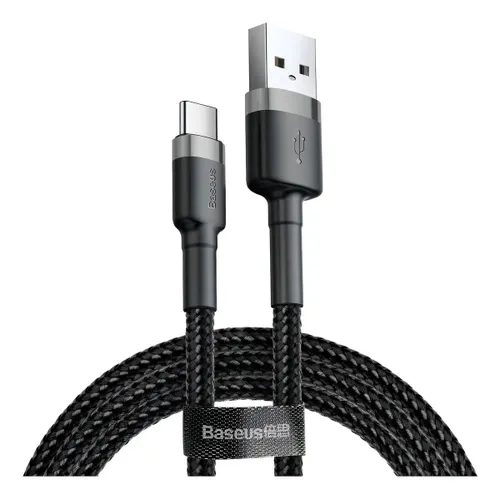 Cabo Rápido Baseus Usb para Tipo-c Cafule Nylon 2a 2 Metros Preto