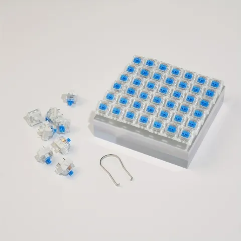 30 Peças de Switches para Teclado Mecânico, Teclas Hot-Swappable DIY com Haste Cruzada nas Cores Azul/Preto/Vermelho/Marrom, Extrator de Keycaps Incluído