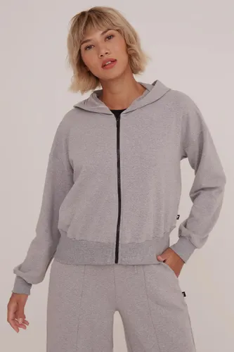 Jaqueta Cropped Moletom Urban Cinza Mescla