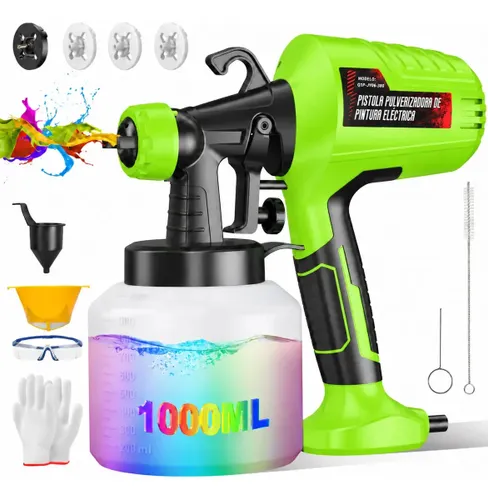 Pistola de Pintura HVLP TOHWPEF 1200W com Reservatório de 1L e 4 Bicos