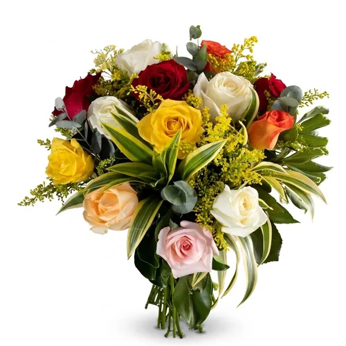 Buquê Ternura de Rosas Coloridas