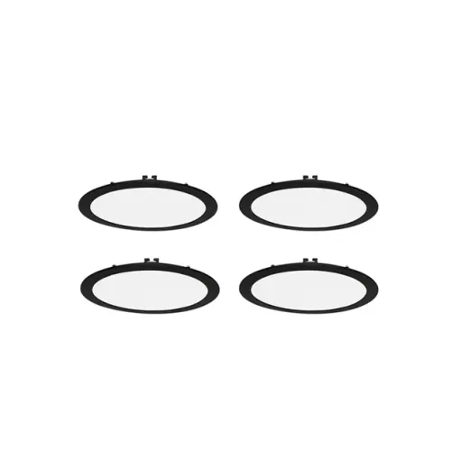 Kit 4 Plafons LED Embutir Preto Redondo 24W