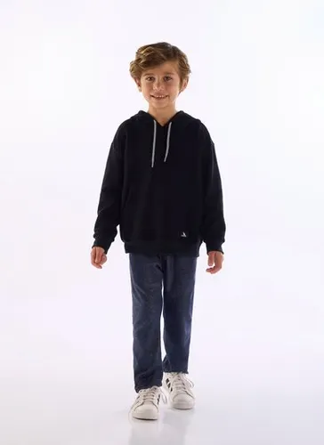 Blusão infantil menino com capuz e bolso canguru Preto