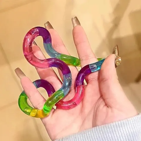 Brinquedo transformável para aliviar o stress, com corda arco-íris que pode ser torcida, ideal para adultos e estudantes, um acessório divertido para combater o tédio em aulas e no escritório, um brinquedo portátil para aliviar o stress e a ansiedade.