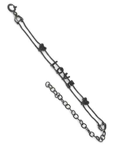 Pulseira em Prata 19 cm LOVE com Dois Corações em Zircônia