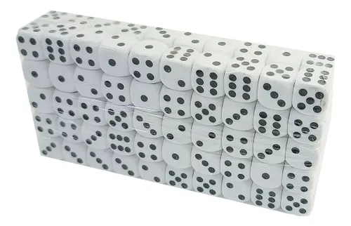 Kit 100 Dados de 6 Lados 16mm Cor Branco