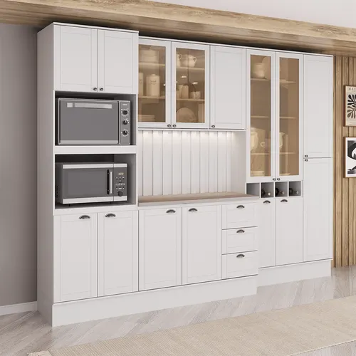 Armário de Cozinha Completa com Balcão Milla Chicago Carraro Branco