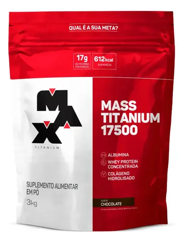 Suplemento em pó Max Titanium Mass Titanium Refil 17500 Carboidratos sabor Chocolate x 3kg