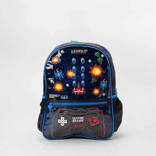 Mochila Infantil Stz Video Game com Led Preto & Azul