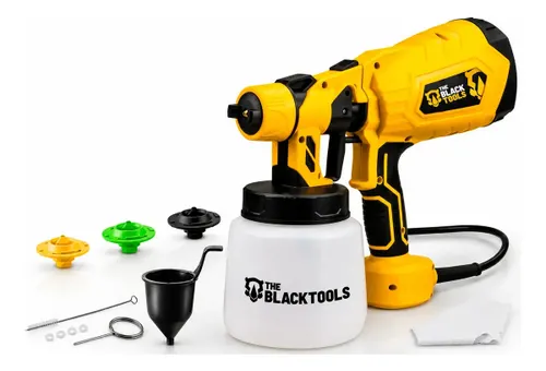 Pistola de Pintura e Pulverizadora Elétrica Portátil Hvlp 1.250l C/5 Bicos e Acessórios 600w Tpp150 The Black Tools