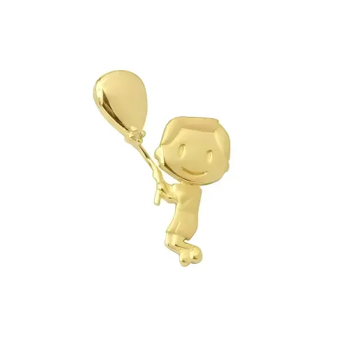 Pingente Menino com Diamante com Balão em Ouro 18k