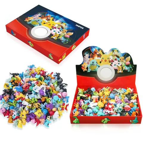 24-144 Peças Bonecos de Ação Pokémon Anime Pikachu 2-3cm Miniaturas de Desenho Animado Decoração Ornamental Modelo Colecionável Brinquedo Presente