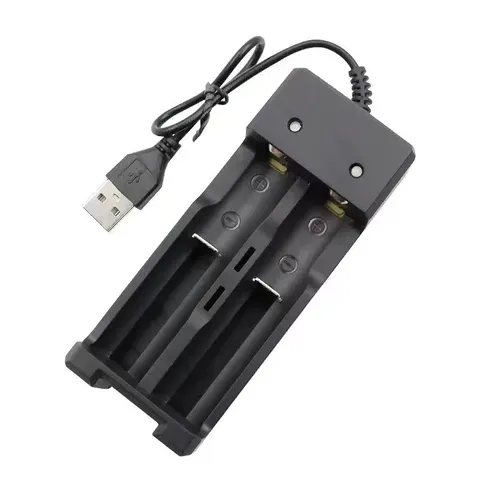 Carregador de bateria duplo 18650 preto 1, 2 espaços para bateria de lítio 18650, carregador recarregável de 42v para dispositivo de lanterna a laser