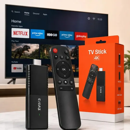 Tv Stick Android 4k com Wi-fi Dual Band, 8gb E 128gb para Smart Tv Preto Padrão iDeel