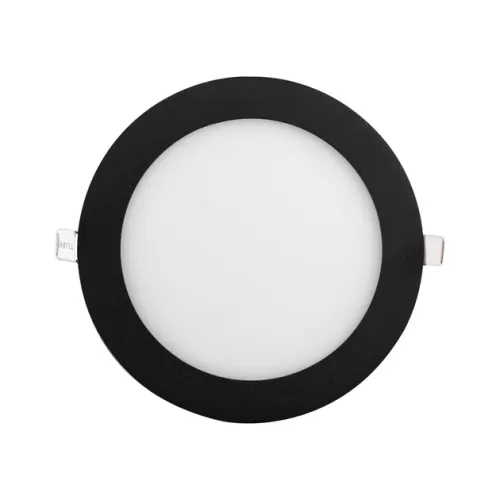 Plafon Led de Embutir Redondo Alumínio Preto 12w Moldura - LED BRANCO QUENTE (3000K)