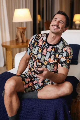 Kit Conjunto Pijama Masculina Estampa Mitologia