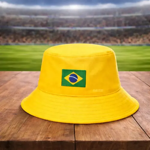Bucket Hat Brasil Bordado Amarelo Sol Jogo Copa Mundo 2026 Amarelo Un Bandeira Brasil