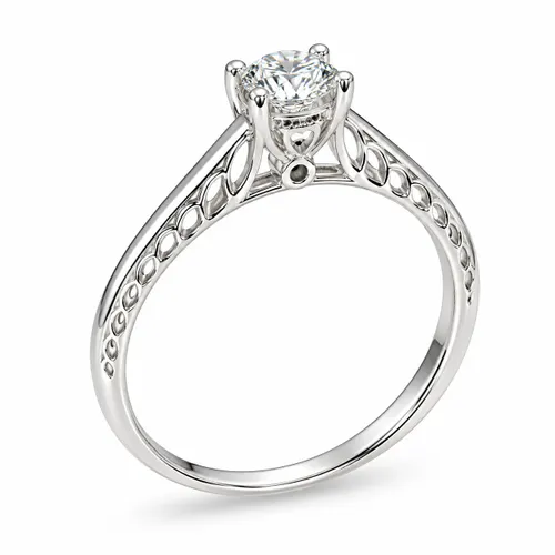 Anel Solitário Vazado com Moissanite 4 mm em Prata
