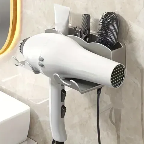 1pc rack de armazenamento de secador de cabelo, suporte de parede de banheiro não perfurado, armazenamento de duto de ar do banheiro