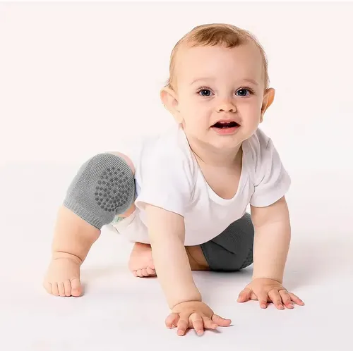 Joelheiras Infantil Bebe Engatinhar Protetor Joelho Buba Cor Cinza Lisa