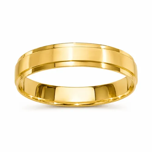 Aliança Coroa 5 mm Anatômica com 2 Frisos Fosca em Ouro 18K