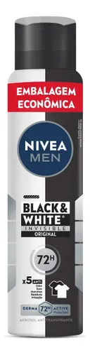 NIVEA MEN Desodorante Aerossol Black & White Invisible Origin 200ml, Proteção 72h, Contra Suor e Odor, Anti-manchas