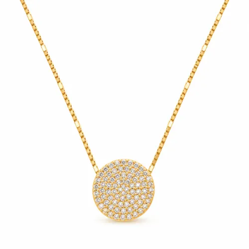 Colar Pavê Redondo com 51 Brilhantes em Ouro 18K