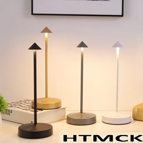 Luminária de Mesa LED Recarregável com Sensor de Toque, Lâmpada Noturna com 3 Temperaturas de Cor e Dimerização Gradual para Restaurante, Hotel, Bar e Quarto