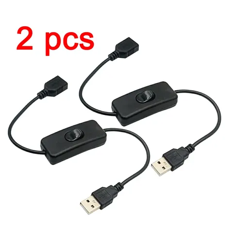 2 Cabos USB com Interruptor ON/OFF, Extensão de Cabo para Lâmpada USB, Ventilador USB, Linha de Alimentação, Adaptador Durável, Fone de Ouvido USB, LED