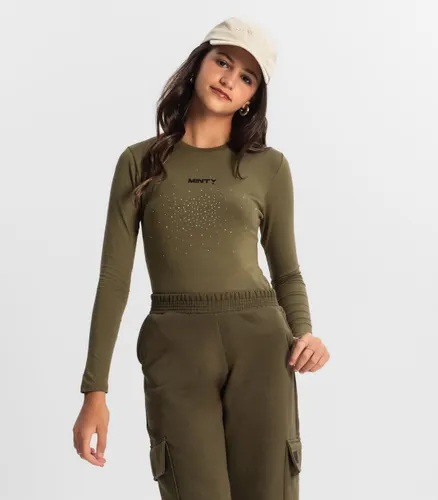Blusa Juvenil com Strass Manga Longa Minty - Moda Feminina e Masculina, Itens para Casa e Mais l Rovitex