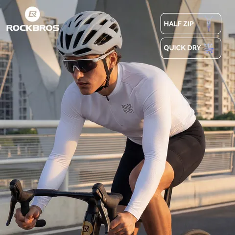 Camisas de Ciclismo Masculinas ROCKBROS para Verão e Primavera, Respirável, Manga Longa, Secagem Rápida, Proteção Solar, Camisetas para Corrida e Bicicleta