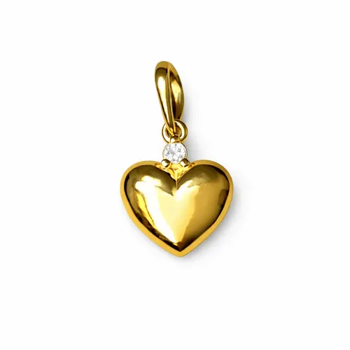 Pingente Coração Pequeno com Zircônia em Ouro 18K