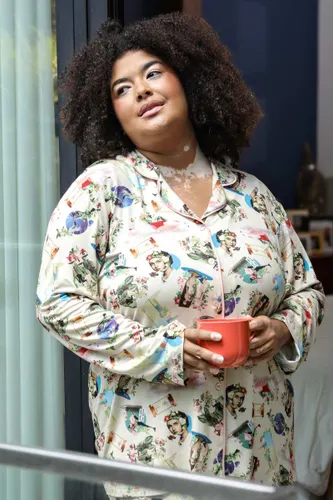Camisa Pijama Americano Manga Longa Estampa Girl Power