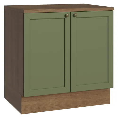 Balcão de Cozinha 80 cm 2 Portas Rustic/Verde Vik Madesa