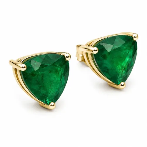 Brinco Trillion 7 mm com Esmeralda em Ouro 18K