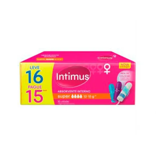 Absorvente Interno Fluxo Intenso Formato Tradicional Super Intimus