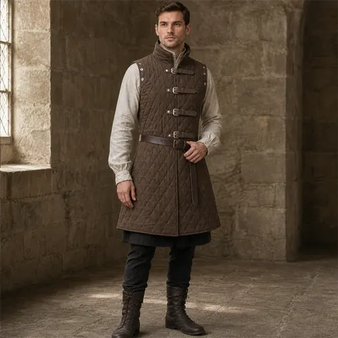 Traje de Gambeson, Colete de Armadura Aketon, Casaco Medieval Viking, Roupa sem Mangas, Traje de Guerreiro, Cavaleiro e Caçador para LARP, para Homens Adultos