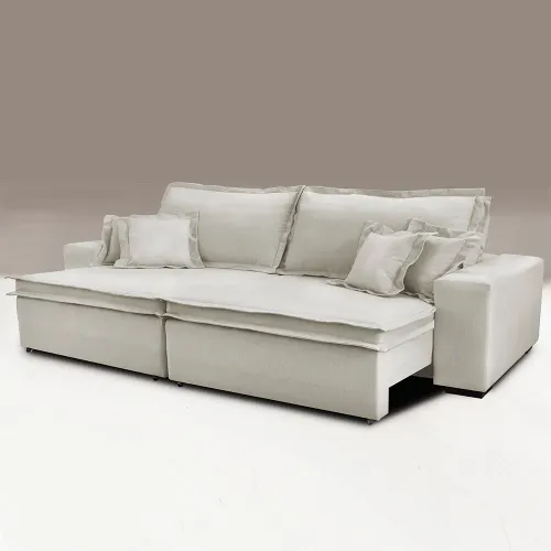 Sofa Retrátil e Reclinável com Molas Cama inBox Premium tecido em linho