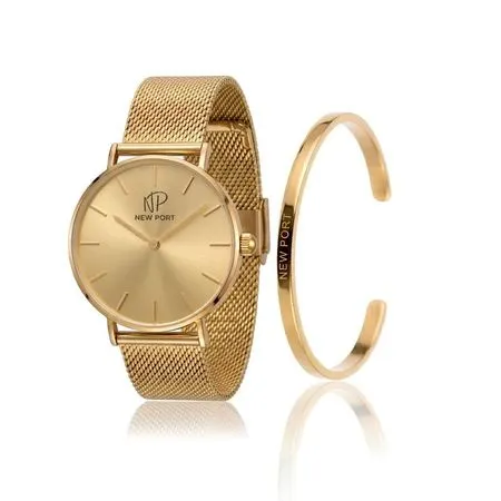 Relógio Feminino Dourado Elegante Delicado com Bracelete