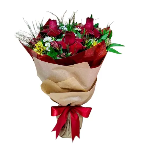 Buquê com 03 rosas vermelhas
