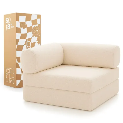 Poltrona do Sofá Cama Bloom Tecido Boucle Linho - Sofá na Caixa