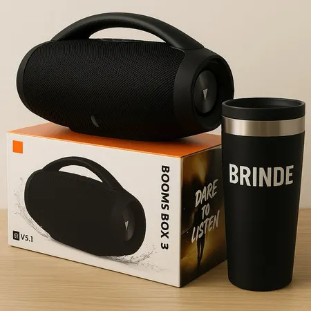 Caixa de Som 35Cm Bluetooth + Copo Térmico de Brinde – Potência e Estilo no Seu Rolê