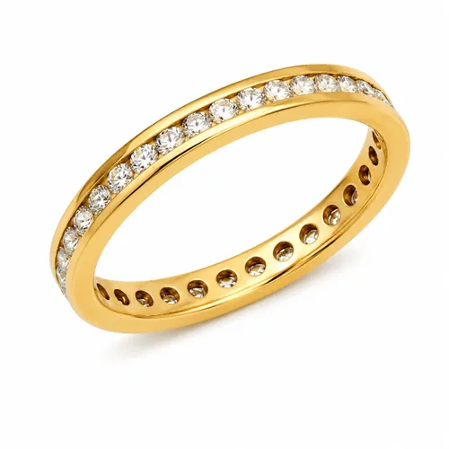 Anel Inteiro com 81 Pontos de Diamantes em Ouro 18K