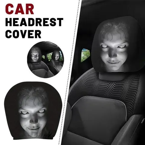 Capas para encosto de cabeça de carro, ajuste elástico universal, tema de terror, design de caveira, divertido, para todas as ocasiões, protetores de assento, acessórios para carro